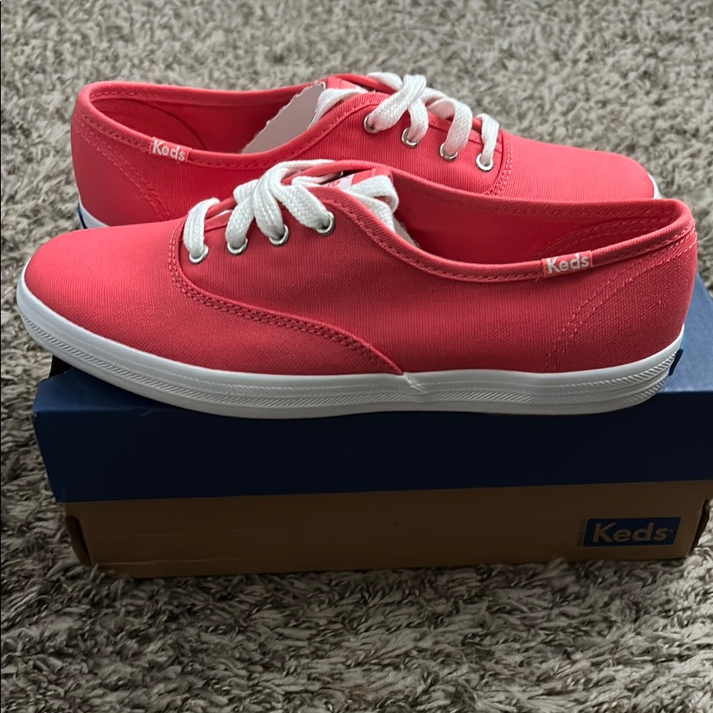 Keds Coral and White Canvas Sneakers - Picture 2 of 2